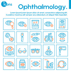 Ophthalmology color linear vector icons set.