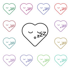 Calm closed multi color style icon. Simple thin line, outline vector of heart emotions icons for ui and ux, website or mobile application