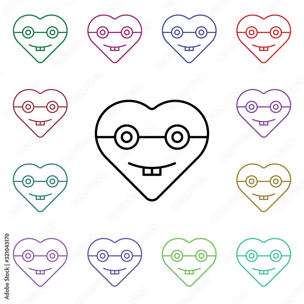 Poster emoji geek multi color style icon. simple thin line, outline vector of heart emotions icons for ui a