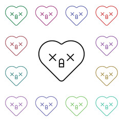 Emoji panic multi color style icon. Simple thin line, outline vector of heart emotions icons for ui and ux, website or mobile application