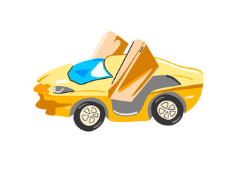 Obraz premium hand drawing sketch golden super car icon