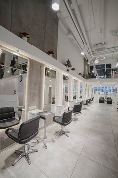 interior of a modern stylish room in the loft style for a beauty salon
