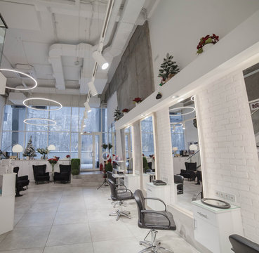 interior of a modern stylish room in the loft style for a beauty salon