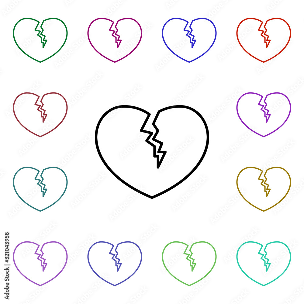 Poster broken heart multi color style icon. simple thin line, outline vector of heartbeat icons for ui and 