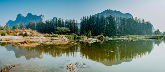 Limestone mountain viewpoint in Phetchaburi, Thailand