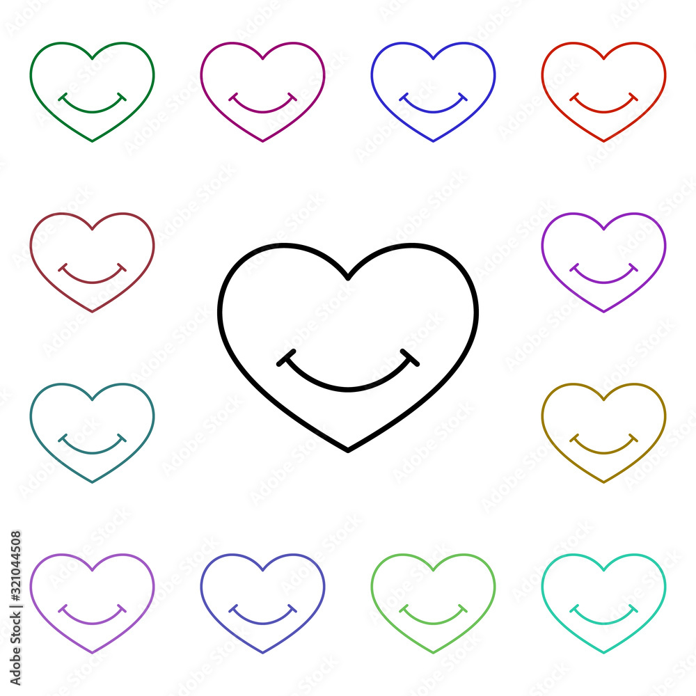 Poster heart with smile multi color style icon. simple thin line, outline vector of heartbeat icons for ui 