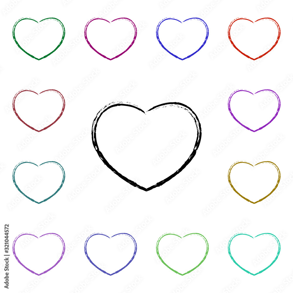 Poster heart sketch multi color style icon. simple thin line, outline vector of heartbeat icons for ui and 