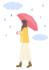 雨　傘をさす女性