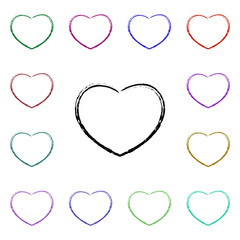 Heart sketch multi color style icon. Simple thin line, outline vector of heartbeat icons for ui and ux, website or mobile application