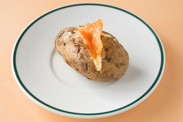 Jacket potato of salmon and sour cream