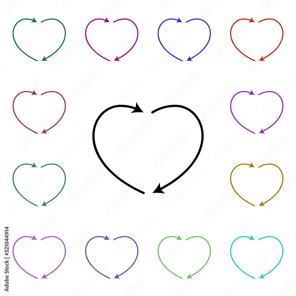 Poster heart flow multi color style icon. simple thin line, outline vector of heartbeat icons for ui and ux