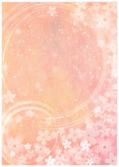 桜_ピンク和紙背景_縦型