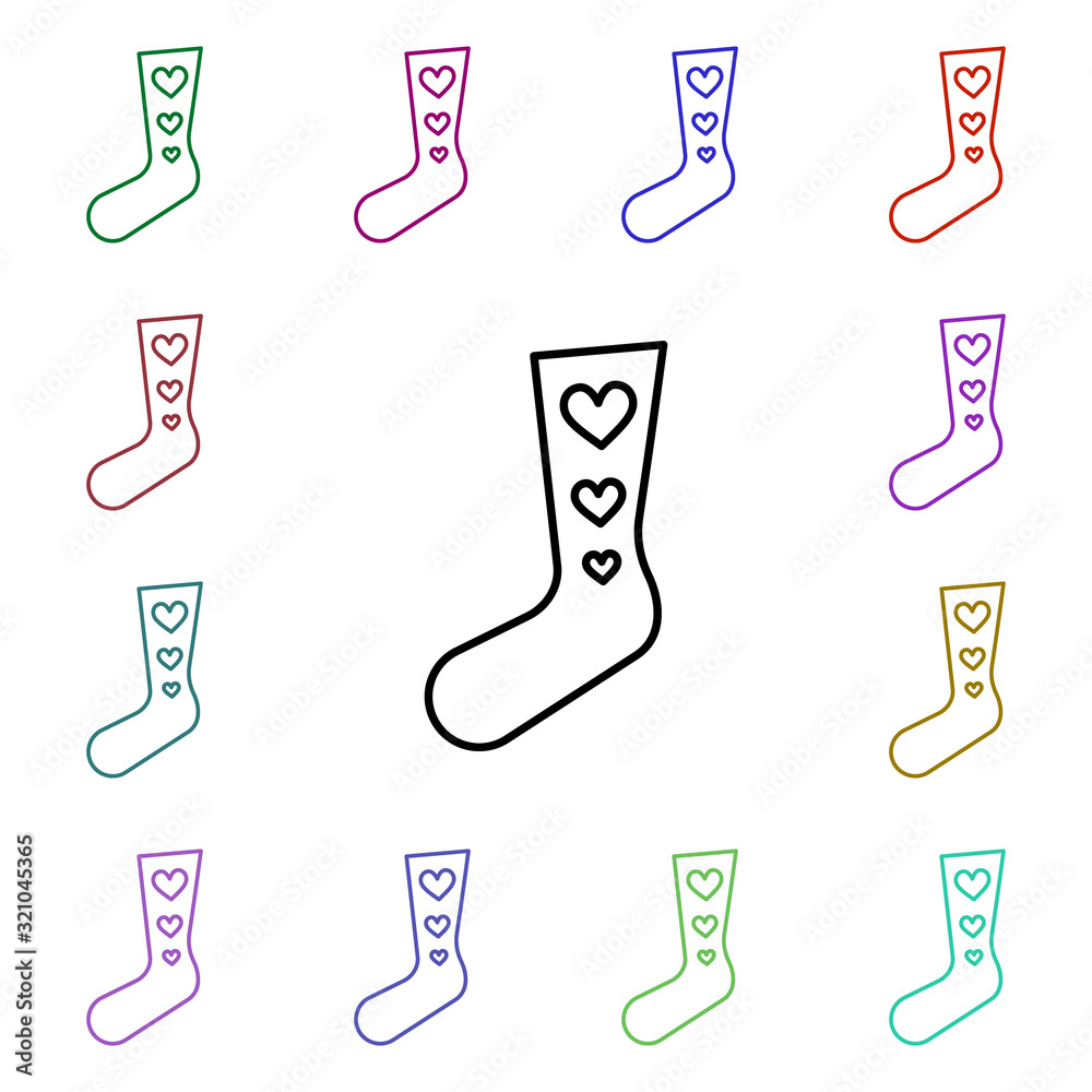 Poster sock with hearts multi color style icon. simple thin line, outline vector of heartbeat icons for ui 