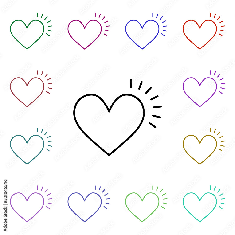 Poster heart find idea symbol multi color style icon. simple thin line, outline vector of heartbeat icons f