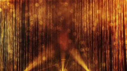 Luxury gold light streak. Golden particle, luxury awards ceremony background, gold Oscar awards stage performance. Light projectors