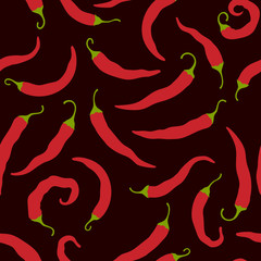 Seamless hand drawn pattern with hot chili pepper. Natural background for textiles, banner, wrapping paper and other and designs.