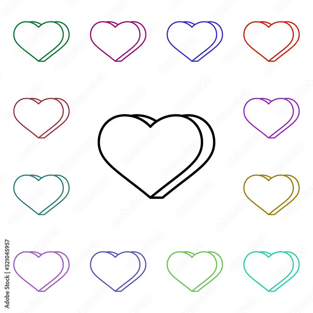 Poster heart 3d form multi color style icon. simple thin line, outline vector of heartbeat icons for ui and