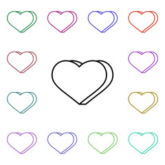 Heart 3d form multi color style icon. Simple thin line, outline vector of heartbeat icons for ui and ux, website or mobile application