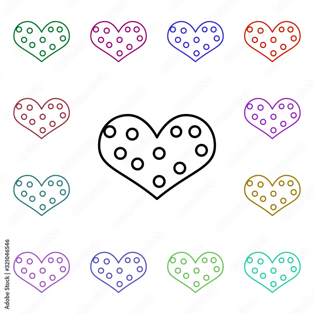 Poster heart with circles multi color style icon. simple thin line, outline vector of heartbeat icons for u