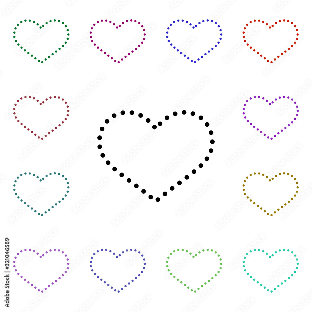 Poster heart of dots multi color style icon. simple thin line, outline vector of heartbeat icons for ui and