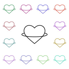 Heart with circle multi color style icon. Simple thin line, outline vector of heartbeat icons for ui and ux, website or mobile application