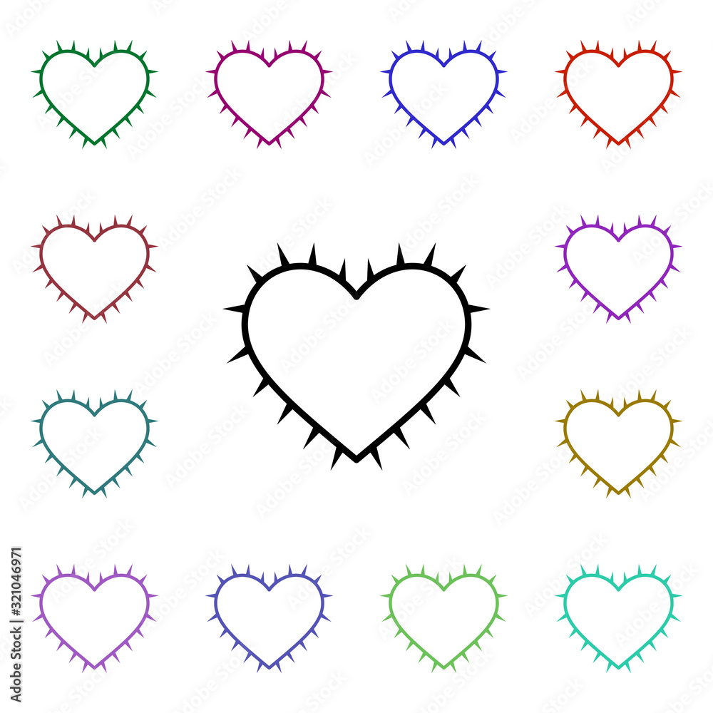 Poster cactus heart multi color style icon. simple thin line, outline vector of heartbeat icons for ui and 