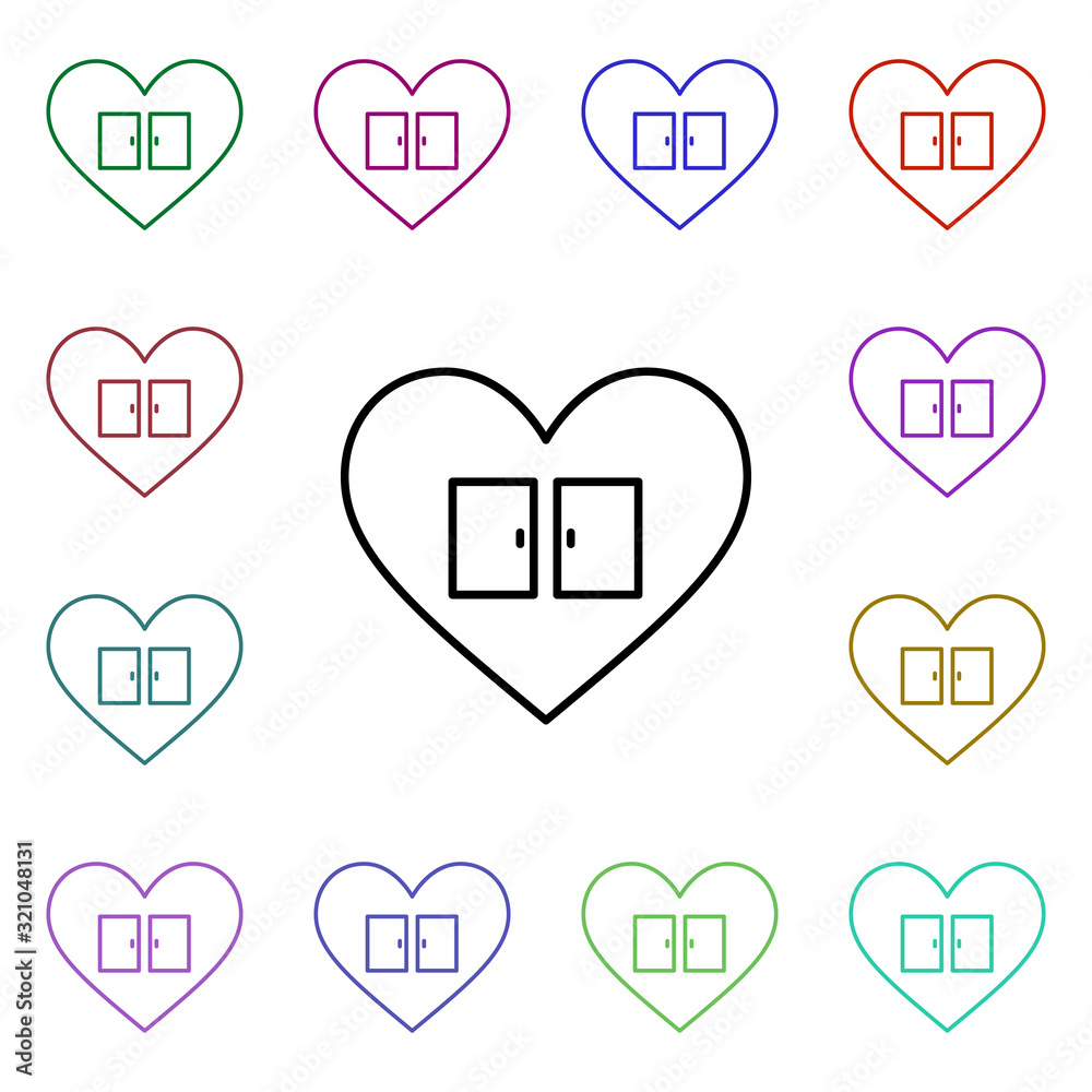 Poster window heart multi color style icon. simple thin line, outline vector of heartbeat icons for ui and 