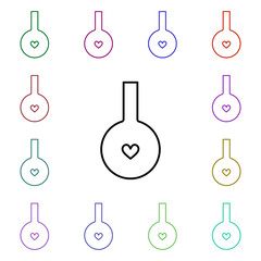 Heart laboratory glass multi color style icon. Simple thin line, outline vector of heartbeat icons for ui and ux, website or mobile application