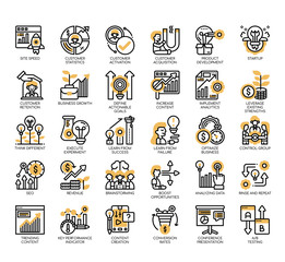 Set of growth hacking thin line and pixel perfect icons for any web and app project.