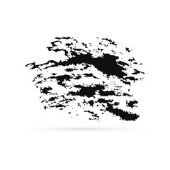 Black ink brush strokes shapes for decor, inscriptions, grunge design. Black paint. Dirty artistic design elements. Vector stock illustration