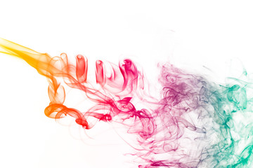 Colored smoke on white background