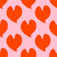 Valentines Day pattern with red hearts on pink background
