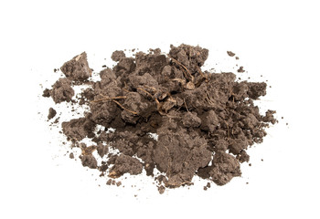 handful of earth isolated on white background