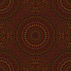 Oriental seamless abstract triangle mandala pattern - kaleidoscope geometrical mosaic brown bohemian vector background graphic design
