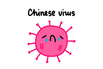 Chinese virus hand drawn vector illustration in cartoon comic style crying character epidemic