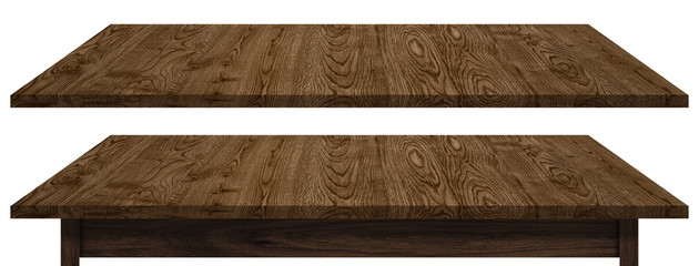 wooden table top and shelf isolated on white
