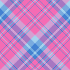 Seamless pattern in nice pink and light and dark blue colors colors for plaid, fabric, textile, clothes, tablecloth and other things. Vector image. 2