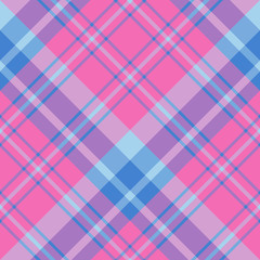 Seamless pattern in nice pink and light and dark blue colors colors for plaid, fabric, textile, clothes, tablecloth and other things. Vector image. 2