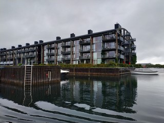 Copenhagen, Denmark casual view on the buildings and architecture from canal boat