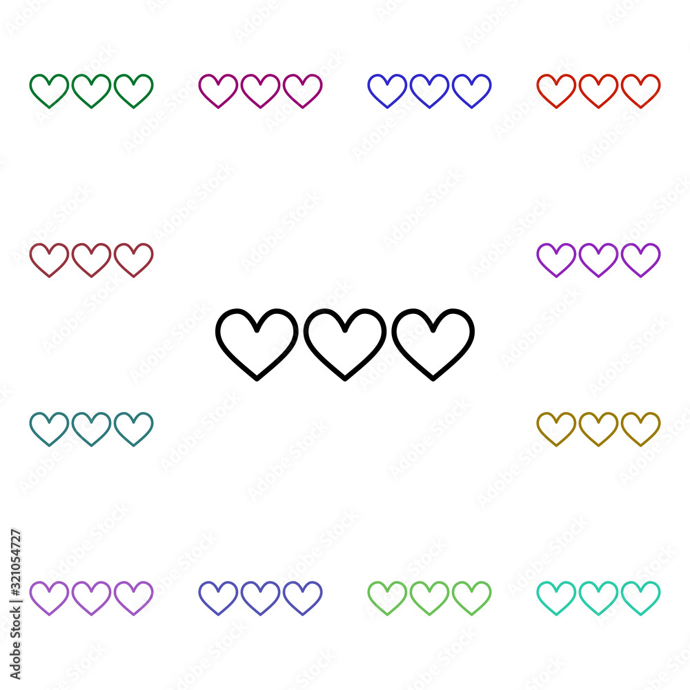 Poster 3 heart multi color style icon. simple thin line, outline vector of heartbeat icons for ui and ux, w