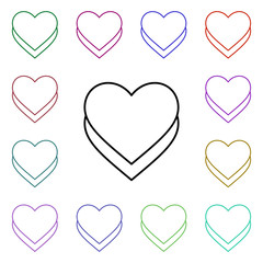 Hearts bring to front multi color style icon. Simple thin line, outline vector of heartbeat icons for ui and ux, website or mobile application