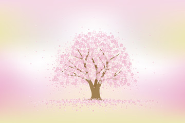 花びら散る桜の木