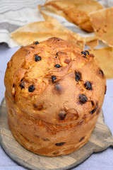 Traditional Italian sweed bread for Christmas panettone with raisins and lemon zest from Milan