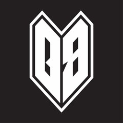 QB Logo monogram with emblem line style isolated on black background