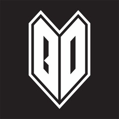 QD Logo monogram with emblem line style isolated on black background