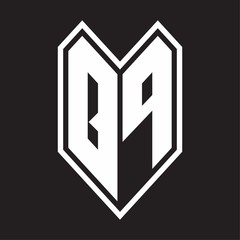 QP Logo monogram with emblem line style isolated on black background