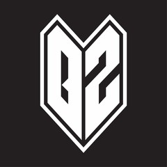 QZ Logo monogram with emblem line style isolated on black background