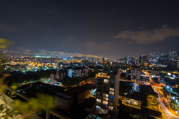 Obraz premium Panoramic of Medellin by night, El Poblado sector
