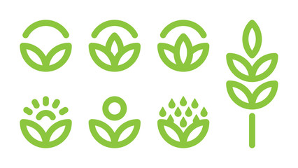 Set of logos. Eco friendly concept. Green leaf vector logo design.