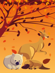 cute card with animals of australia